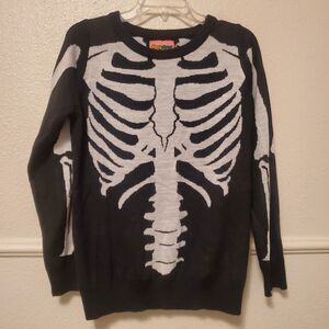 Tipsy Elves Unisex Skeleton Sweater Halloween Costume Black White Size M